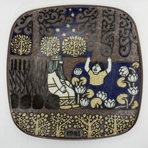 Arabia Finland 1981 Kalevala Annual Plate Raija Uosikkinen Joukahainen 8" Square